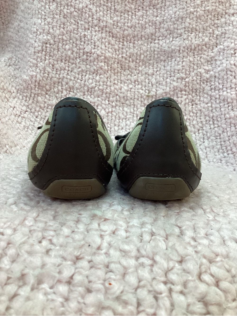 Coach Tan Signature Canvas Ballet Flats with Black Trim - Picture 8 of 11